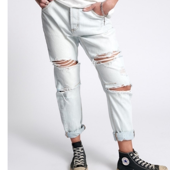 One Teaspoon Brando Trashed Saints Boyfriend Jeans 26 - Picture 2 of 16